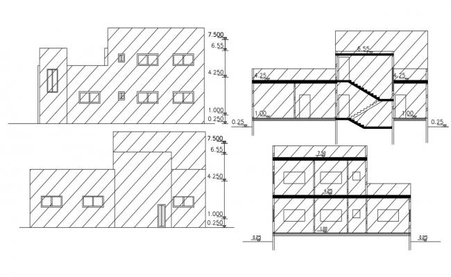 Plan of bungalow 23.40mtr x 13.63mtr with detail dimension in dwg file ...