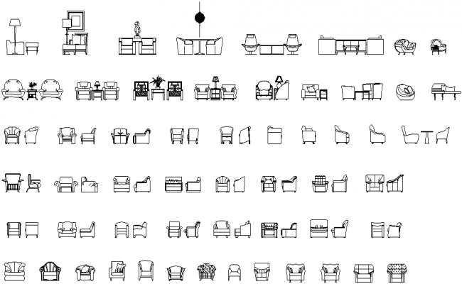 Arm chair different design detail dwg file