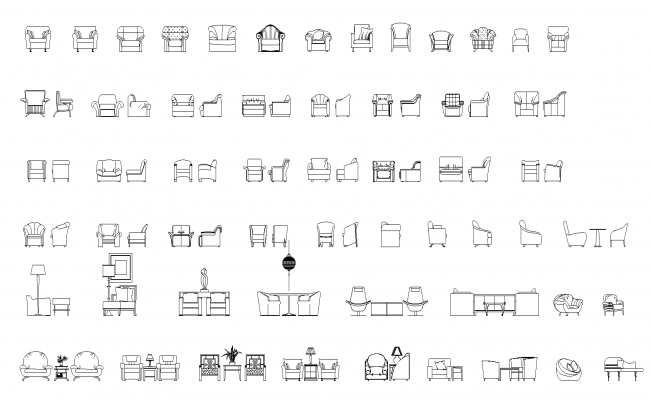 Armchair plan detail dwg file.