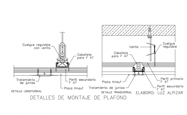 Assembly with view of ceiling  light  with construction view 