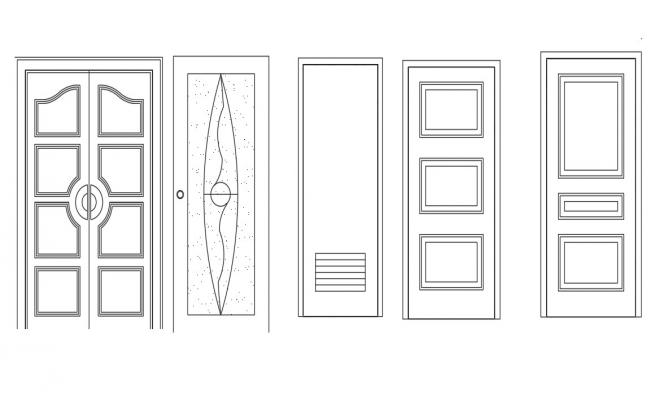 Single classic door elevation block cad drawing details dwg file - Cadbull