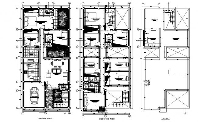 Sectional elevation of residential bunglow in autocad - Cadbull