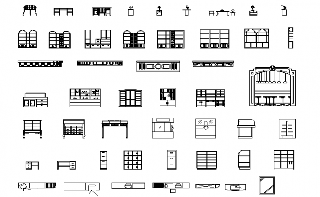 Auxiliary Furniture plan and elevation dwg file