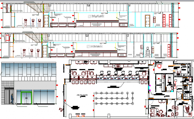 Bank office Elevation, Section and Structure Details dwg file