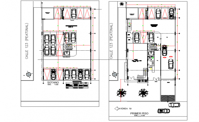 Multi Story Administration Building Elevation And Sectional Details Dwg