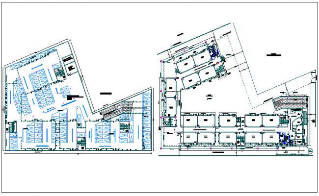 Education center plan and elevation view with detail of Tarred and ...