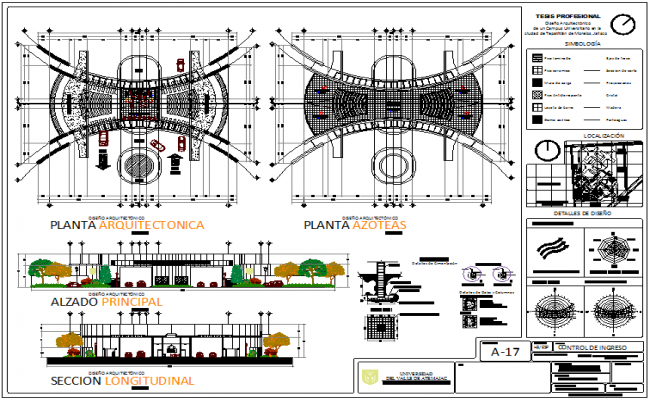 Basement and roof plan view with elevation and section view for ...