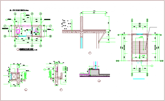 Bathroom plan and section view dwg file - Cadbull