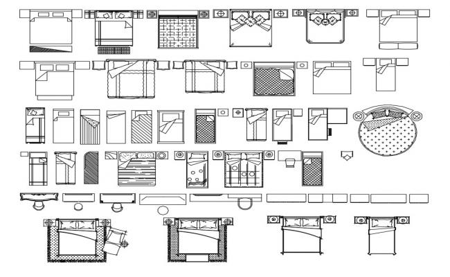 Beds plan detail dwg file - Cadbull