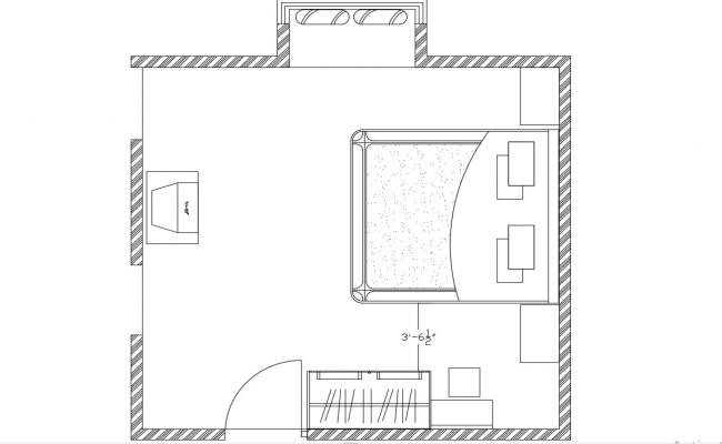 2d Cad Drawing Of Bed Room Furniture All Side Wall Elevation Design 