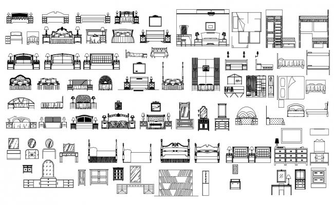 Multiple classic cupboards, cabinets and furniture blocks cad drawing ...