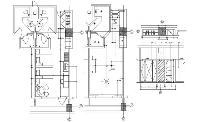 Bedroom sectional elevation detail dwg file - Cadbull