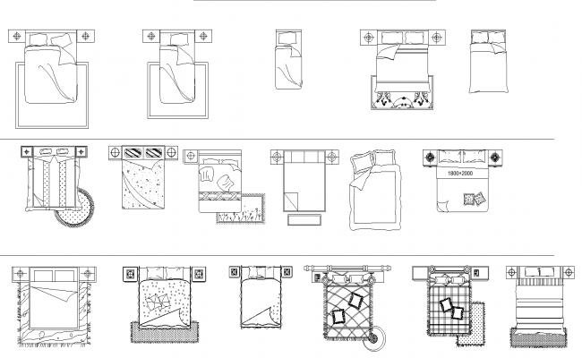 Beds plan detail dwg file.