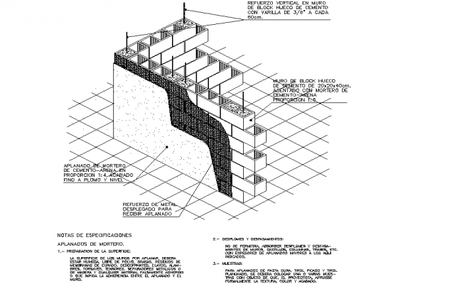 Brick wall section detail dwg