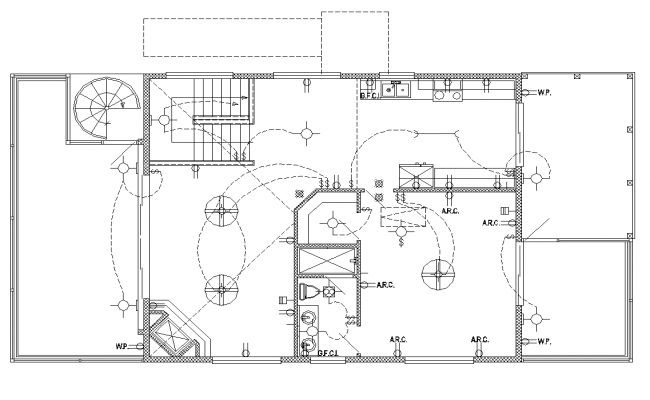 Building electrical wiring installation detail plan 2d  