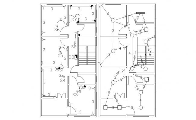 3 BHK Apartment Electrical Layout Plan Design DWG File - Cadbull