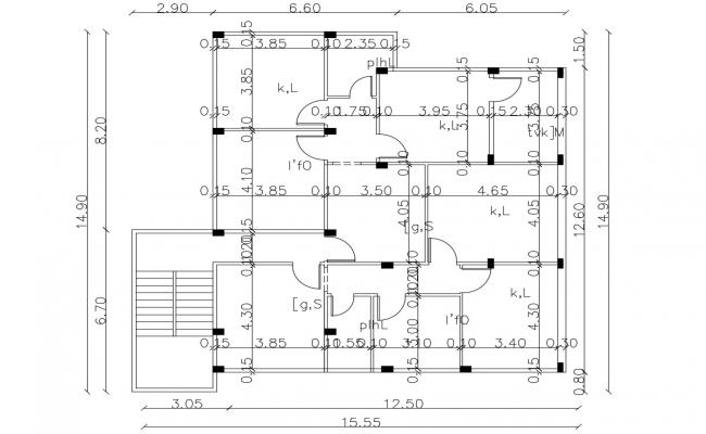 Autocad drawing of the bungalow with detail dimension - Cadbull