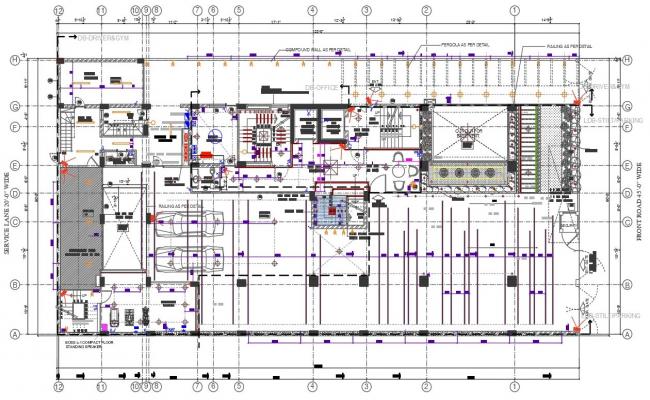 Commercial complex building detail 2d view CAD structural block layout ...