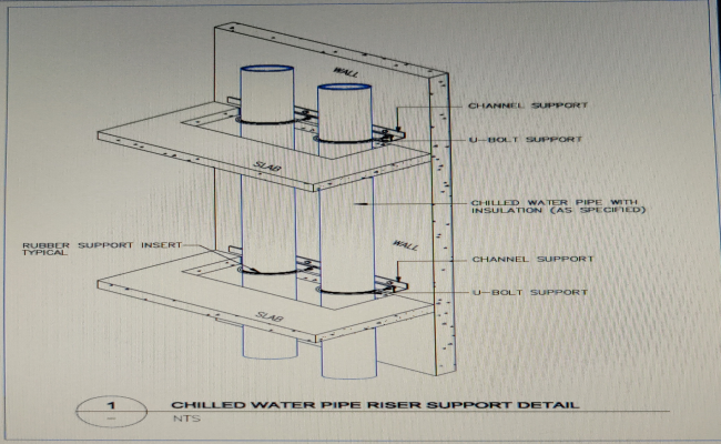 CHILLED WATER PIPING RISER SUPPORT DETAIL