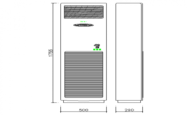 Cabinet air conditioner cad block design dwg file