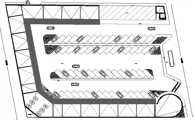 Car parking lot layout of residential flats dwg file