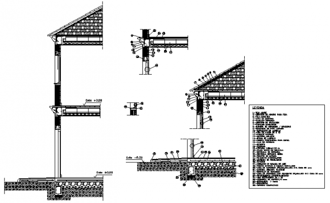 Cavity wall constructive section detail drawing