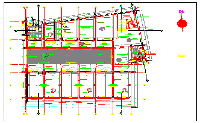 Center line layout design of School of music design drawing