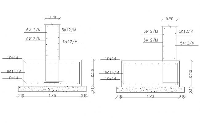 Column and slab section cut-out detailing 2d view CAD structure layout ...