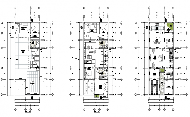 Plan of the hotel with elevation and section in dwg file - Cadbull