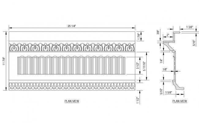 Classical Cornices Elevation And Plan View Cad Drawing Details Dwg