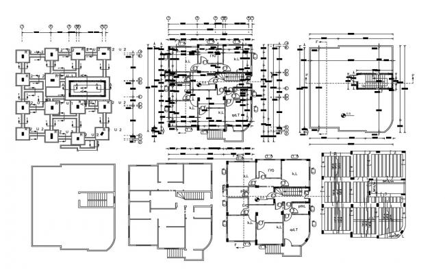 Column installation plan and beam structure detail 2d view CAD block ...