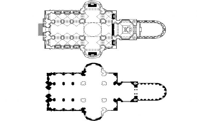 Plan and elevation design drawing of Jain derasar temple - Cadbull