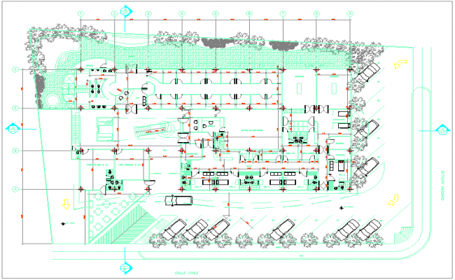 Uninon of section and column plan and section layout file - Cadbull