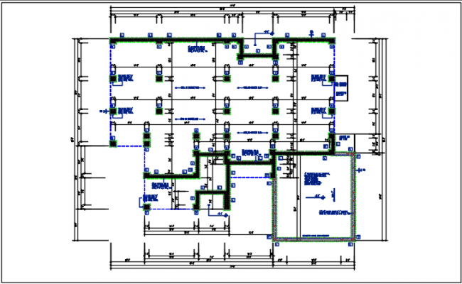 Building ground floor plan with fire alarm system detail. - Cadbull