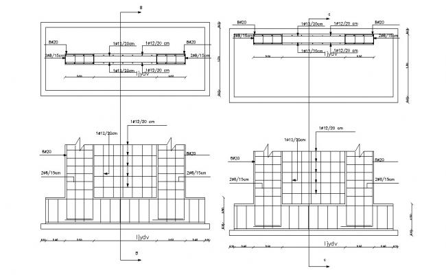 Circle column plan and section layout file - Cadbull