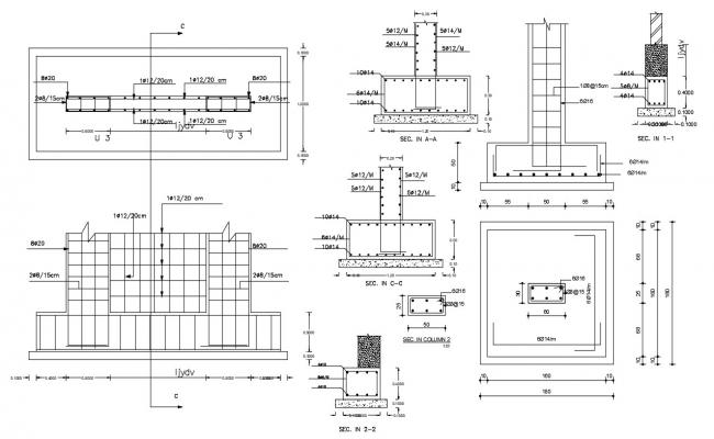 Foundation And Column Layout Plan Drawing - Cadbull