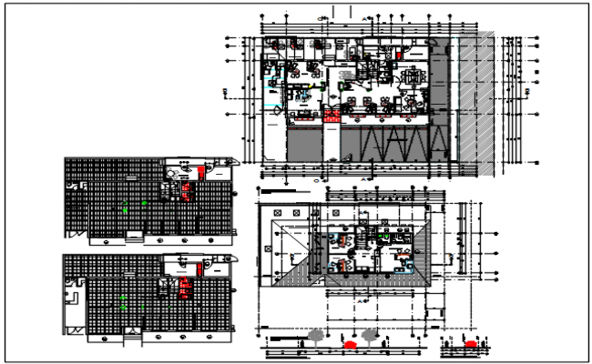 Commercial building center line plan and elevation plan detail dwg file