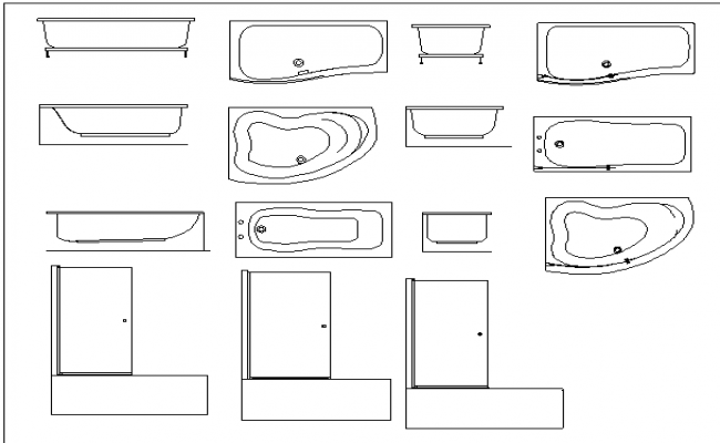 Common bath tub blocks design details dwg file