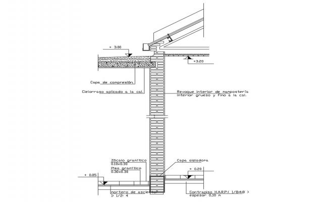 Connection metallic roof and slab cad structure details dwg file