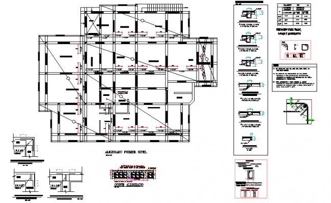 Schedule plan plinth beam detail and stair detail dwg file - Cadbull