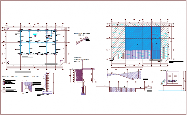 Raft foundation plan detail dwg file - Cadbull