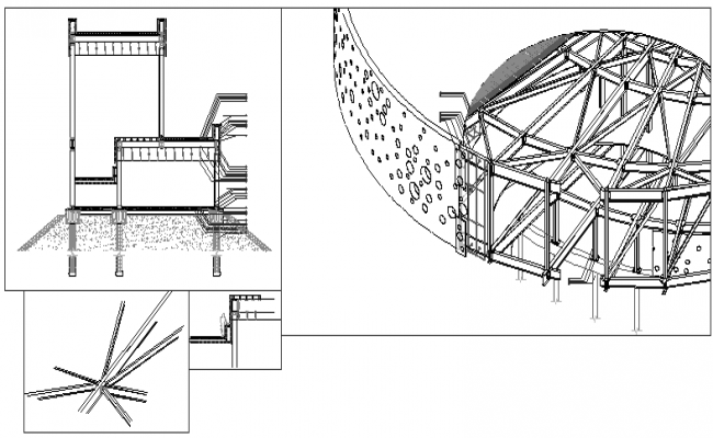 Stairways section and constructive structure cad drawing details dwg ...