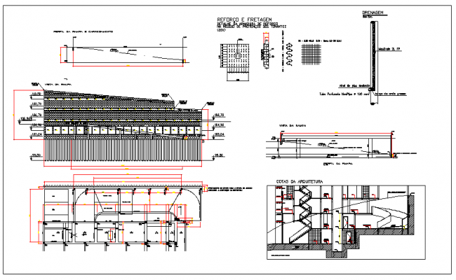 Containment ramp plan elevation and section view detail dwg file