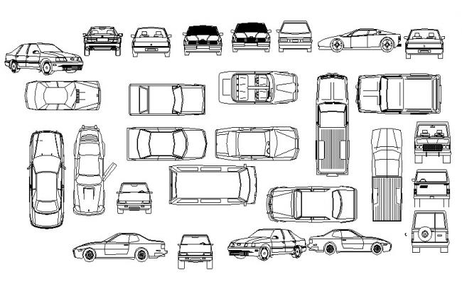 General car top view cad block design dwg file - Cadbull