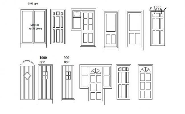 Creative single doors and sliding door blocks details dwg file