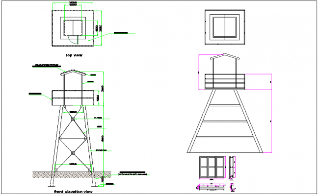 Design of security tower with foundation detail