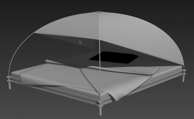 3D drawing of sofa cum bed in AutoCAD