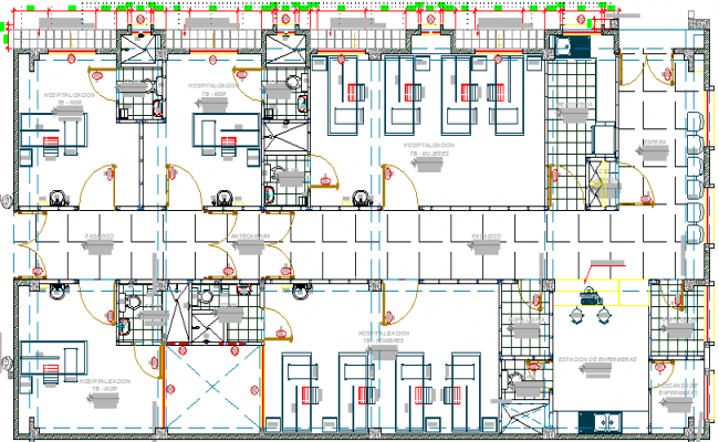 Hospital Plan Design View With Sectional And Elevation View With 