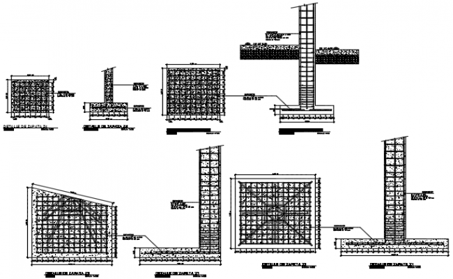 Combined Footing detail and plan layout detail dwg file - Cadbull