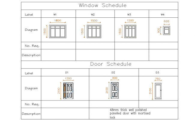 Blank Door Schedule Template